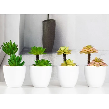 1 ADET Sevimli Bonsai Saksı Yeşil Bitkiler Plastik Yapay Bitkiler Pot Simülasyon Succulents Masa Dekorasyon Ev Ofis Dekor