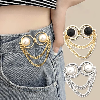 1 Takım Yeniden Kullanılabilir Metal Düğmeler İnci Püskül çıtçıt Pantolon Pin Adiustable Dikişsiz Kot Bel Toka Aksesuarları