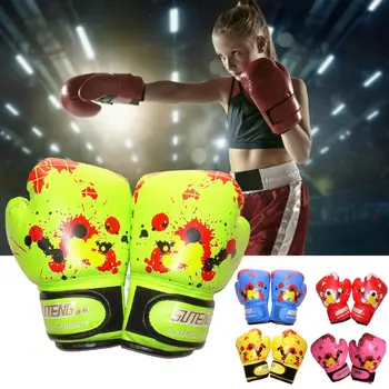 1 Çift Çocuk boks eldiveni Sönümleme Korumak El Suni Deri Karışık Dövüş sanatları Mücadele boks eldiveni Fitness Eğitimi için