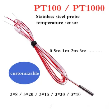 10 adet PT100 PT1000 Sıcaklık Sensörü Platin Termistör Sıcaklık Probu Teflon Üç Telli 3 * 18 3 * 20 3 * 15 3 * 30 3 * 10