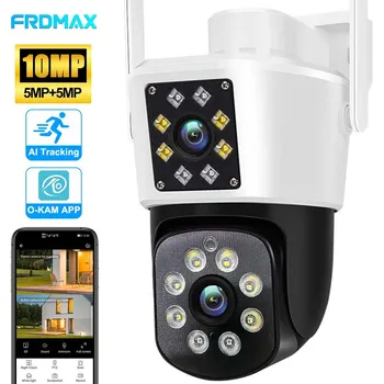 10MP HD WiFi Kamera Açık Kablosuz Güvenlik Kamera Çift Lens PTZ Otomatik İzleme Video Gözetim CCTV IP kamera P2P Akıllı Ev