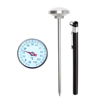 -10°C~110 ° C cezve Termometre Siyah Braket ile Sıvı Gıda Süt Şişesi Termograf Su Sıcaklığı Yağ Kızartma Et Sensörü