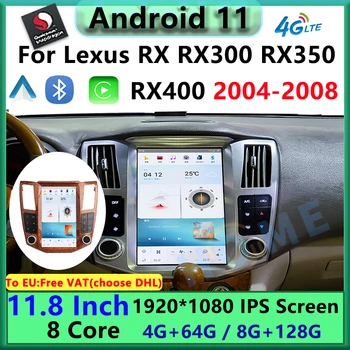 11.8 İnç Dikey Ekran Qualcomm Android 11 Araba Multimedya Oynatıcı CarPlay Autoradio Lexus RX İçin RX300 GPS Navigation2004-2008