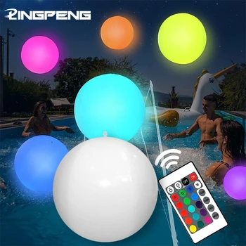 16 renkli Light-up Plaj Topu Yüzme Oyuncak Bahçe Dekorasyon Uzaktan Kumanda ile Şişme Taşınabilir Yüzen havuz topu