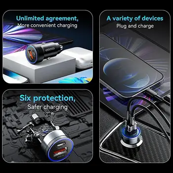 2 Port USB C araba şarjı Mini 54W Hızlı Şarj USB-A Tip-C Araç Telefonu Şarj Cihazı Cep Telefonları Tabletler Dizüstü Bilgisayarlar araba şarjı