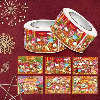 200 Yaprak / Rulo Yeni Yıl Çıkartmalar Kawaii Sanrio Hello Kitty Cinnamoroll Nimet El Hesabı Mühür Çıkartmalar dekorasyon çıkartması
