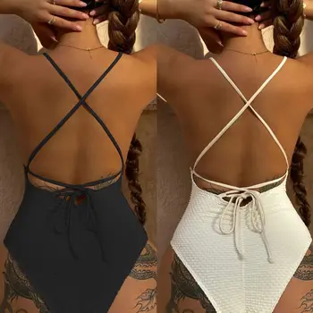 2023 Seksi Backless Mayo Kadınlar Plaj Tek Parça Mayo Mujer Trikini Maio Biquini Maillot Femme Badpak Monokini купальники