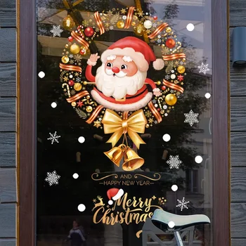 2024 Yeni Noel Dekoratif Cam Statik Pencere Sticker Vitrin Noel Baba Kar Tanesi Sticker