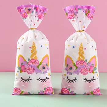 25/50/100 adet Unicorn Şeker Çantası Hediye Paketleme Çantaları gökkuşağı ünikorn Doğum Günü Partisi Dekor Hediye Şeker Çantası Bebek Duş Parti Malzemeleri