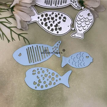 3 Adet Balık dekorasyon Metal Kesme Ölür Şablonlar için Kalıp Kesim DIY Scrapbooking Albümü Kağıt Kartı Kabartma