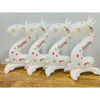 32 inç Jöle Beyaz Folyo Numarası Balon Romantik Beyaz Tema Doğum Günü Düğün Süslemeleri Bebek Duş yıldönümü dekoru Hava Topları
