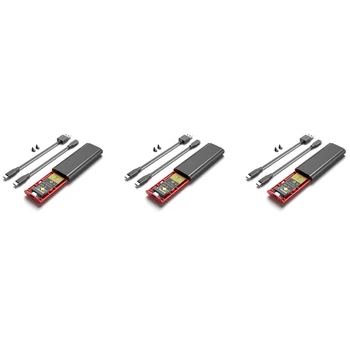 3X M2 SSD NVME Muhafaza M. 2 USB 3.1 SSD Kutusu Kasa M. 2 Pcıe Nvme M Anahtar 2230/2242/2260/2280 Aracı Ücretsiz Adaptörü, Siyah