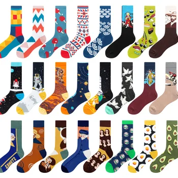 5 Çift Yeni Erkek Kadın Pamuk Çorap Rahat Renkli Çorap Sevimli Gıda Desen hayvanlı çoraplar Mutlu Komik Harajuku Sox