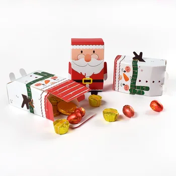 50 Adet Noel Şeker Hediye Kutusu Noel Baba Kardan Adam Ren Geyiği Elf kurabiye ambalaj kutusu Yeni Yıl Partisi Deco Çocuk Favor