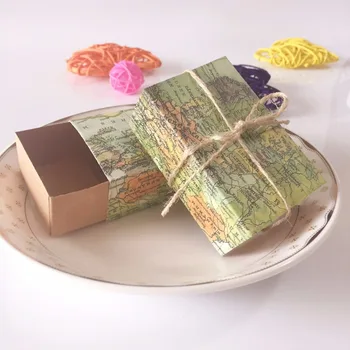 50 adet DIY Vintage Dünya Haritası Tema düğün şeker kutusu Parti Iyilik hediye Kutusu Şeker Hediye Kutusu Doğum Günü Partisi Malzemeleri