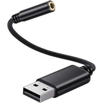 5X USB - 3,5 Mm Kulaklık Jakı Ses Adaptörü, PC,Dizüstü Bilgisayar, PS4 için Harici Stereo Ses Kartı, (0,6 Fit,Siyah)