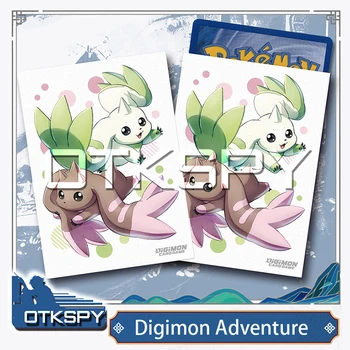 60 adet / takım Digimon Macera Kartı Kollu DTCG Terriermon Kawaii Anime Oyunu Flash Koleksiyon Kartları Koruyucu Kapak Hediye Oyuncak