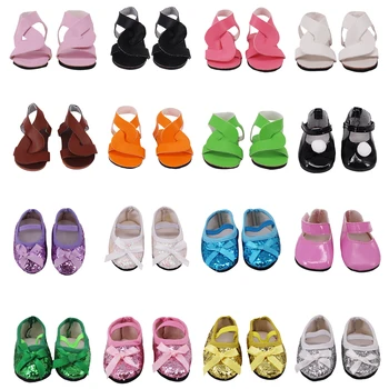 7Cm Bebek Sevimli Parlak pul Ayakkabı ve sandalet Fit 18 İnç Yeniden Doğmuş Bebek ayakkabı 43 cm Bebek Aksesuarları Bebek Doğum Günü Festivali Hediye