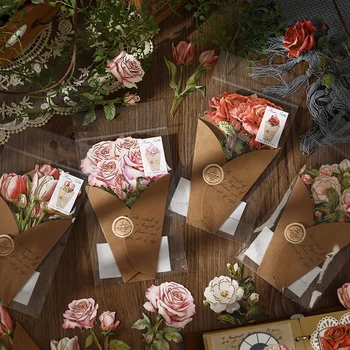 8 Yaprak Bronzlaşmaya Malzeme Kağıt paketi Çiçek mektup Dekorasyon Buket Malzeme Etiketi Paketi Dizüstü Karalama Defteri 205 * 105MM