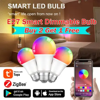 9/12/15 / 18W Tuya Zigbee3. 0 LED Ampul Akıllı Yaşam APP Kontrolü Kısılabilir E27 220V 110V RGBCW Renk Değişimi Lambası Uyumlu IOS / Android