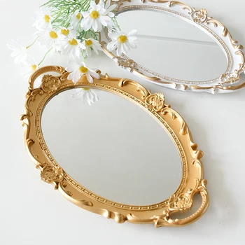 Altın Vintage Dekoratif Ayna Metal Çerçeve Kuyumcu El Sanatları Aynalar Küçük Vanity Specchi Decorativi Odası Dekorasyon CY50DM