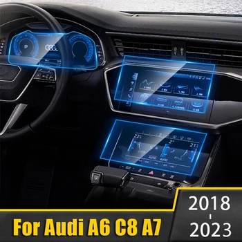 Audi için A6 A7 C8 2019-2023 Araba İç Navigasyon Dashboard Temperli Cam koruyucu film Anti-scratch Onarım Aksesuarları