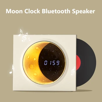 Aydınlık LED Ekranlı ve Vinil Kayıt Bluetooth Hoparlörlü Mini Ay Saati-Eviniz için Şık ve İşlevsel Aksesuar