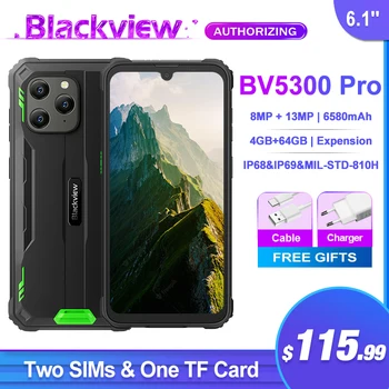 Blackview BV5300 Pro Sağlam Cep Telefonu 6580mAh Şarj 3 Kart Yuvaları 4GB 64GB Destek Genişleme Ters Şarj Cep Telefonu
