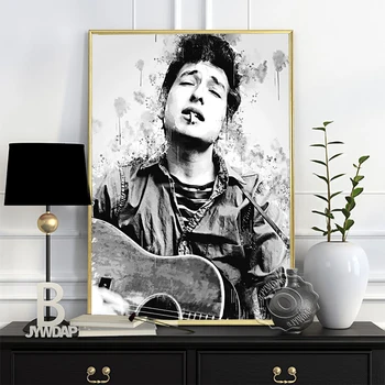 Bob Dylan Siyah Beyaz Suluboya Posteri, Amerikan Şarkıcı-Söz Yazarı Serin Çocuk Sanat Baskılar, iskandinav Tarzı Figürü Resim Duvar Dekor