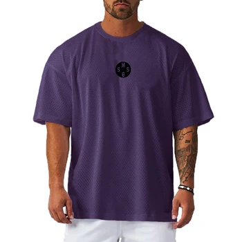 Büyük boy Yaz Örgü Kısa Kollu Hızlı Kuru T-shirt Rahat Gevşek Spor Salonu Spor Vücut Geliştirme Spor Gömlek Erkek Moda Casual Tees