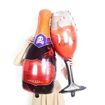Cadılar bayramı Büyük Folyo Balon kırmızı şarap kadehi Cadılar Bayramı Şişme Kan İçecek şarap şişesi Çocuklar Yetişkin Mutlu Cadılar Bayramı Partisi Dekoru