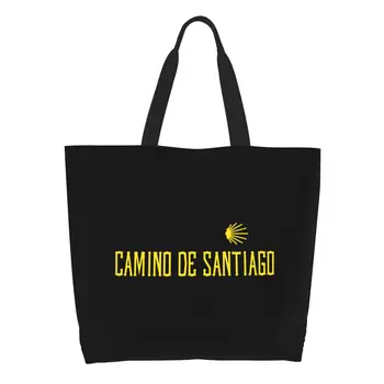 Camino De Santiago Tarak Kabuğu Alışveriş Çantaları Özel Baskı Tuval kol çantası Çanta Büyük Kapasiteli Keşfetmek Yürüyüş Çanta