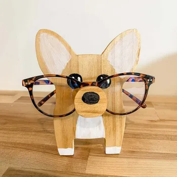 Corgi Köpek Gözlük Tutucu Standı Yavru Köpek Gözlük Çerçevesi noel hediyesi Sevimli Pet Ahşap Süs Güneş Gözlüğü Gözlük vitrin rafı