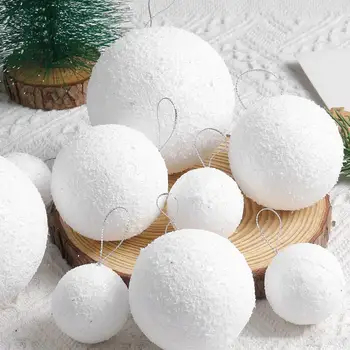 Dayanıklı Noel Süs Kullanımlık Beyaz Köpük Noel Kar Topu Süsler Noel ağaç dekor için 6 adet Düğün Tatil Dekorasyon