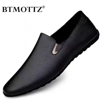 Deri erkek ayakkabısı Rahat Lüks Marka Yumuşak İtalyan Erkek Loafer'lar Moccasins Nefes Kayma Tembel sürüş ayakkabısı Artı Boyutu 37-47