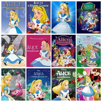 Disney Tam Kare Yuvarlak Matkap Elmas Boyama Karikatür Alice İn Wonderland Elmas Nakış Çapraz Dikiş Kiti Ev Dekor Hediye