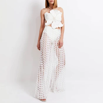 Düz Renk 3D Boncuklu Çiçek Bikini Seti kadın Moda Tasarım Mayolar ve Pantolon Lüks Mayo Mayo Beachwear 2023