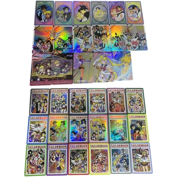 Dıy 35 adet / takım Tsukino Usagi Flash Kartlar Aino Minako Hino Rei Chiba Mamoru Kawaii Oyunu Anime Koleksiyon Kartları Hediyeler Oyuncaklar