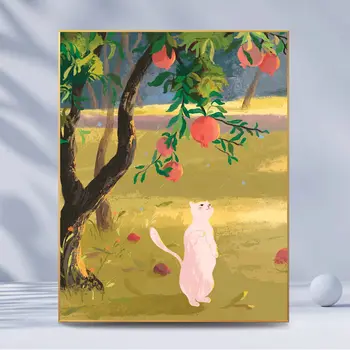 El dolu renk bahar günü kız kedi yağlıboya lale kiraz tedavi basit asılı dijital yağlıboya