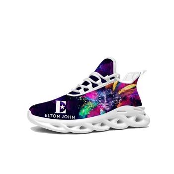 Elton John Singer Flats Sneakers Erkek Kadın Spor koşu ayakkabıları Yüksek Kaliteli Spor Ayakkabı Lace Up Mesh Ayakkabı Kişiye özel Ayakkabı