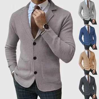 Erkek 2023 Sonbahar / kış İngiliz Slim Fit Düz Renk Tek Göğüslü günlük giysi