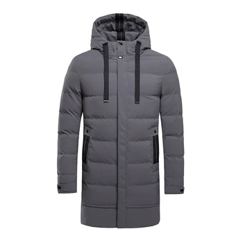 Erkek Kış Kalınlaşmış Orta-uzun Ceket Açık Rekreasyon Sıcak Rahat Kapüşonlu Kalın Ceket İle Yüksek Kalite Aşağı Ceket
