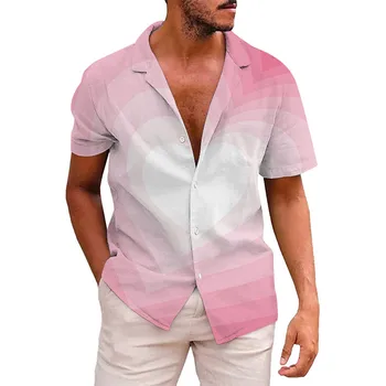 Erkek sevgililer Günü Baskı Kısa Kollu erkek Rahat Gömlek Bahar Ve Yaz Kore Moda Avrupa Amerikan Tarzı Streetwear