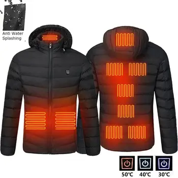 Erkekler 9 Alanlar ısıtmalı Ceket USB Kış Açık Elektrikli ısıtma ceketleri Sıcak Spor Termal Ceket Giyim Isıtmalı pamuklu ceket