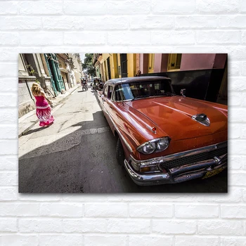 Eski Araba Küba Sokak Posteri Tuval Baskılar Boyama Oturma Odası Dekor İçin Duvar sanat resmi