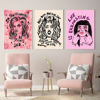 Feminizm Posterler ve Baskılar Kadın Güç Tırnak Çizim Kız Hediyeler Duvar Sanatı Oturma Odası Ev Çerçevesiz Özelleştirilebilir