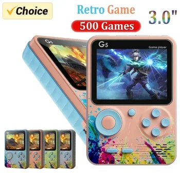 G5 Retro elde kullanılır oyun konsolu 500 Klasik Oyunlar İle 3.0 İnç Ekran Taşınabilir Gamepad Macaron Renk 1020mAH şarj edilebilir pil