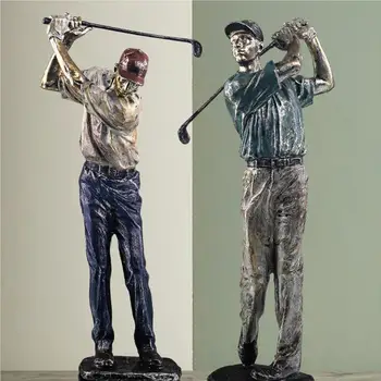 Golf Figürü Heykeli Reçine Vintage Golfçü Figürleri Ev Ofis Oturma Odası Dekorasyon Spor Nesneleri El Sanatları Süsler Ev Dekor