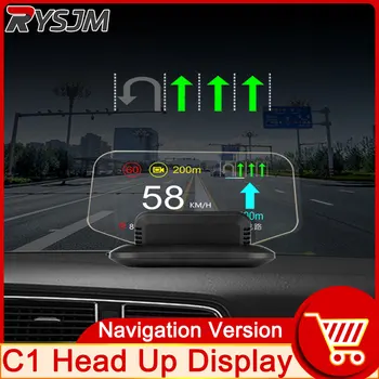 HD C1 Araba Navigasyon Projeksiyon HUD HEAD Up Display Hız Göstergesi Çoklu Arayüzler Araba Aksesuarları Ekran Aşırı Hız Alarmı