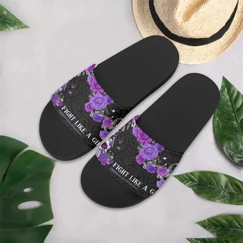 INSTANTARTS Yaz Flip Flop Bayanlar Terlik Kanser Farkındalık Ayakkabı Kadın Kapalı Açık Yumuşak plaj sandaletleri Çift Slaytlar